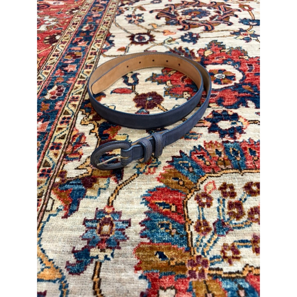 L.L. Bean Blue Leather Belt Size 34 Genuine Leather Classic Preppy Coastal
